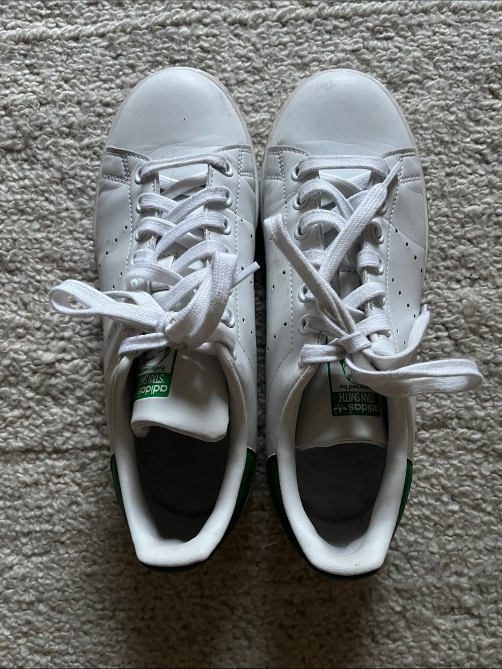 adidas Women’s Stan Smith White Sneakers with Green Heel Tab